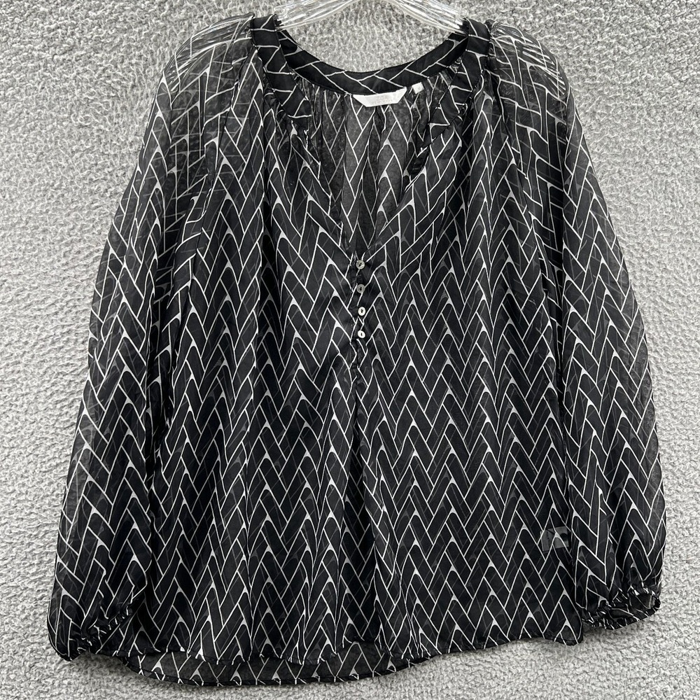 Womens Minimalist Peasant Blouse M Abstract Geometric Indie Modern Contemporary